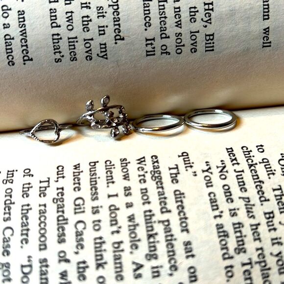Set of 4 Pinky Rings Small Stackable Rings Sz 4 - Picture 1 of 4